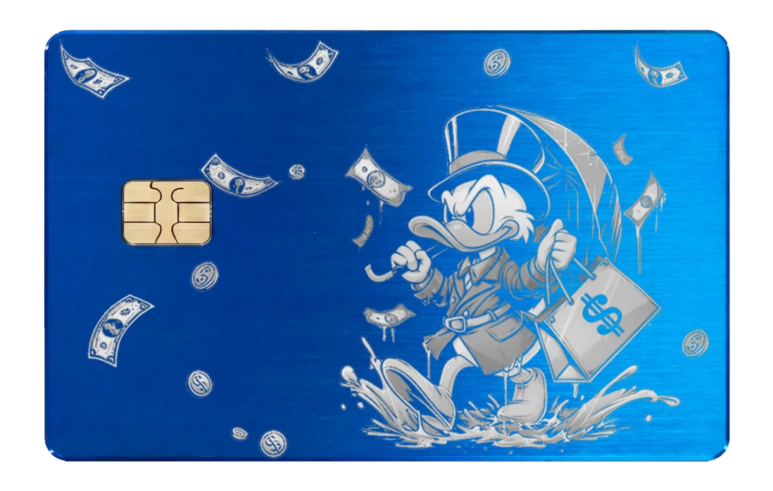 Scrooge Raining Cash Card - brushed_blue