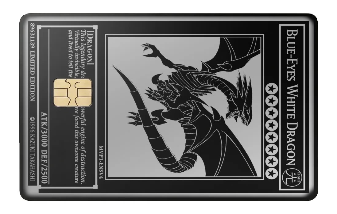 Blue-Eyes White Dragon Card - black