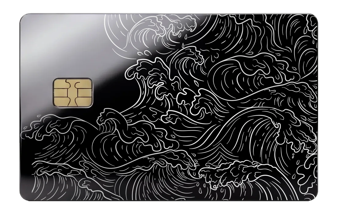 Hokusai Wave Card - mirror_black